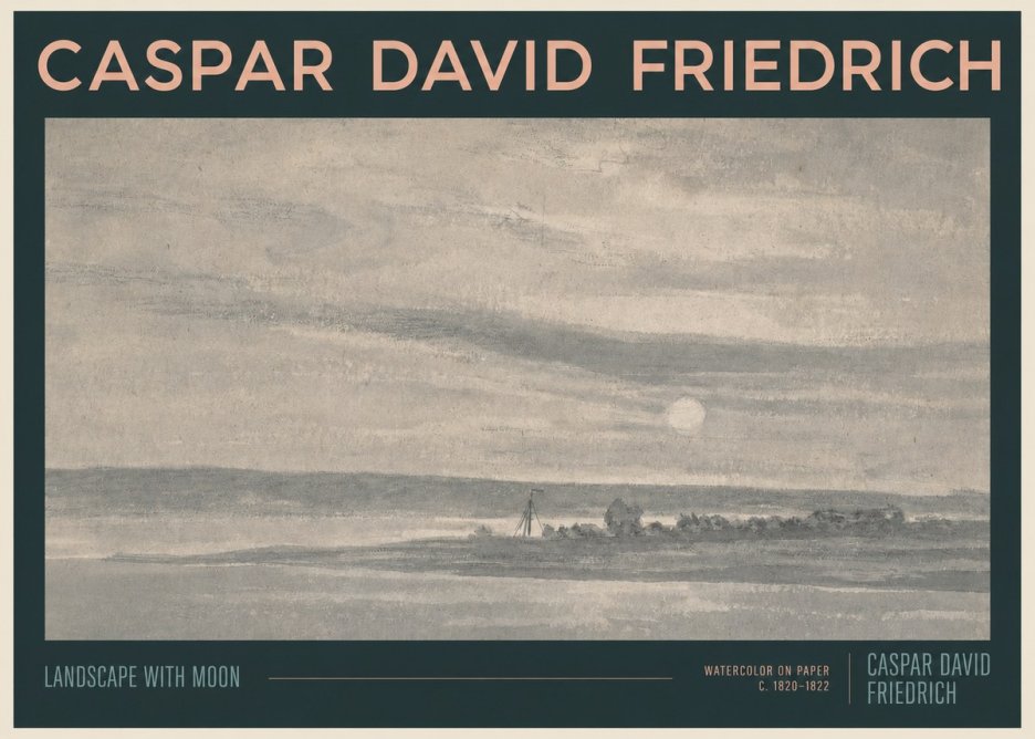 Caspar David Friedrich Landscape with Moon No2 - Póster