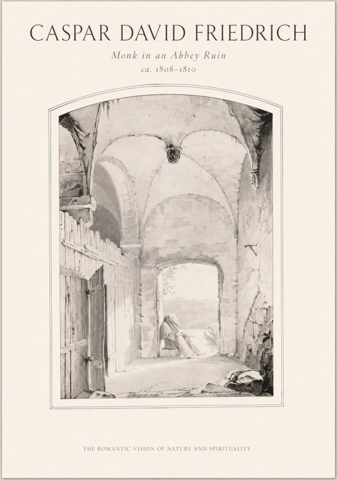 Caspar David Friedrich Monk in an Abbey Ruin No1 - Póster