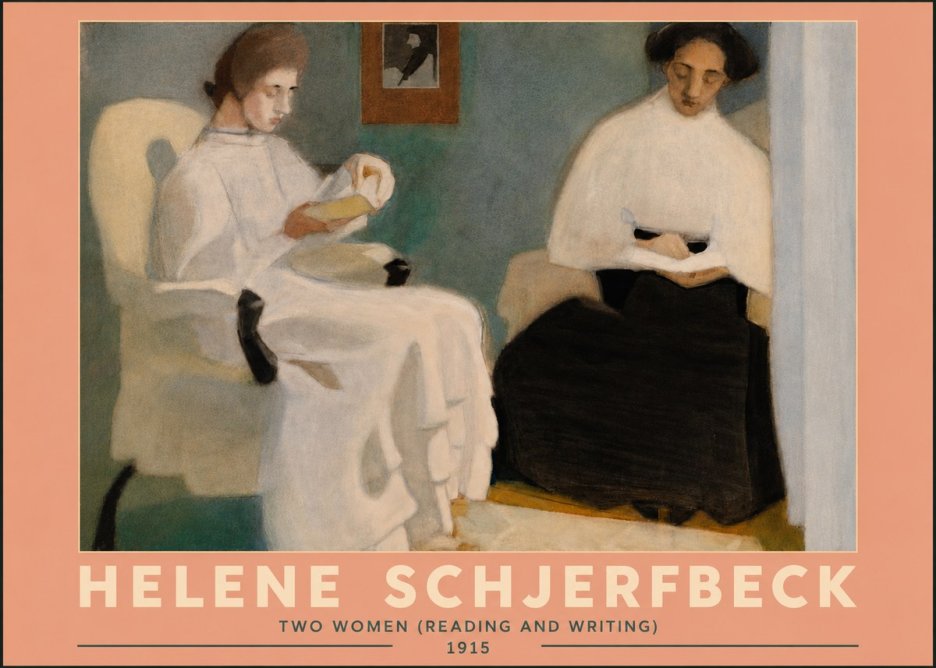 Helene Schjerfbeck Two Women (Reading and Writing) No5 - Póster