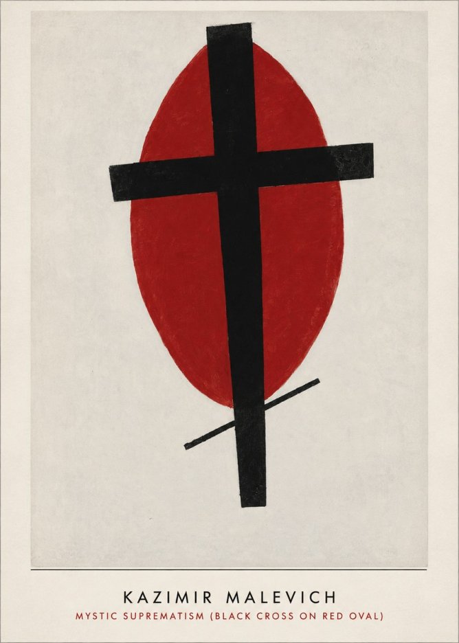 Kazimir Malevich Mystic Suprematism (Black Cross on Red Oval) No3 - Póster