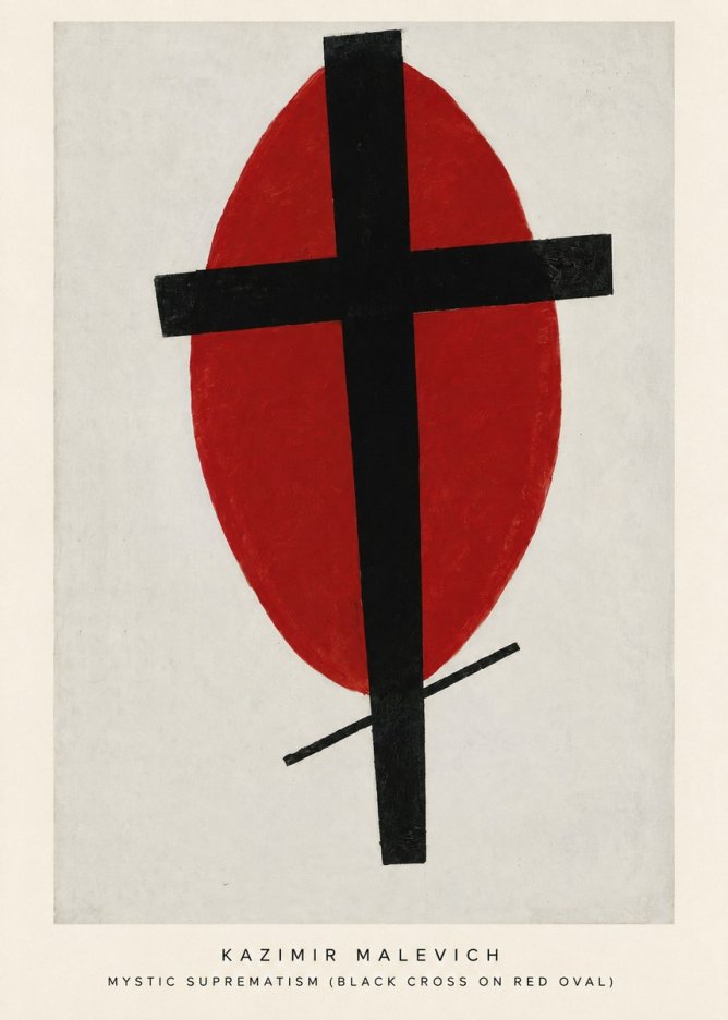 Kazimir Malevich Mystic Suprematism (Black Cross on Red Oval) No5 - Póster