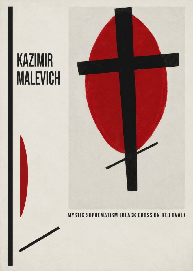 Kazimir Malevich Mystic Suprematism (Black Cross on Red Oval) No6 - Póster