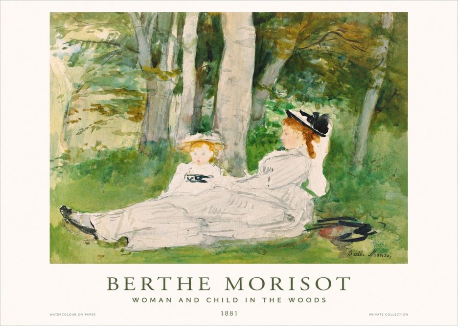 Berthe Morisot Woman and Child in the Woods No1 - Póster