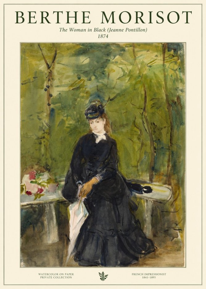 Berthe Morisot The Woman in Black (Jeanne Pontillon) No1 - Póster
