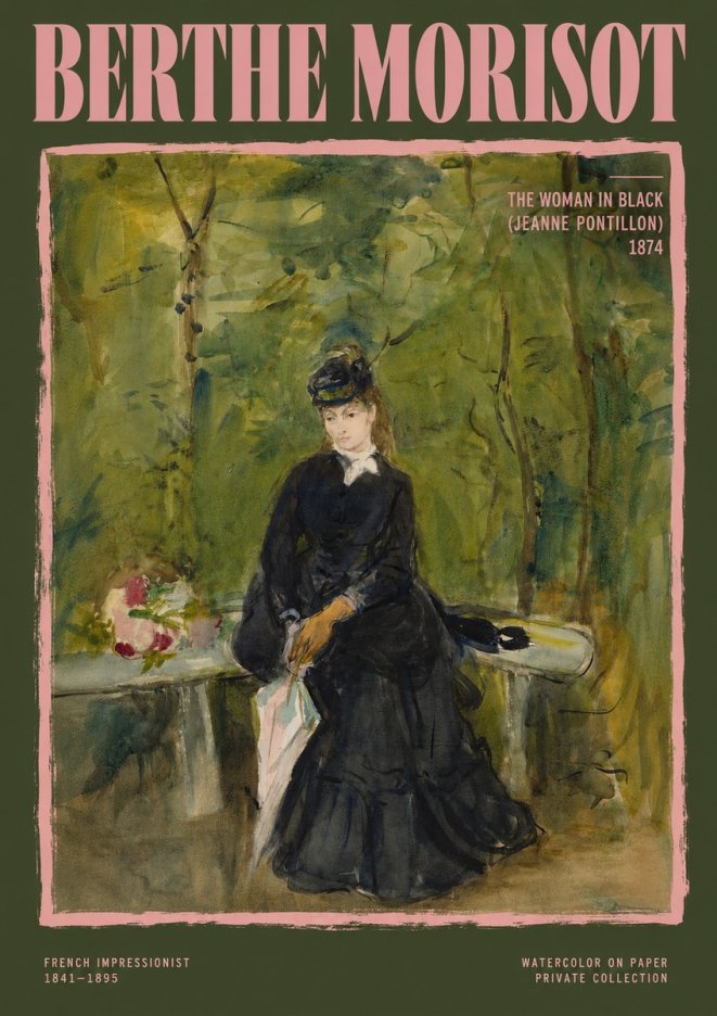 Berthe Morisot The Woman in Black (Jeanne Pontillon) No2 - Póster