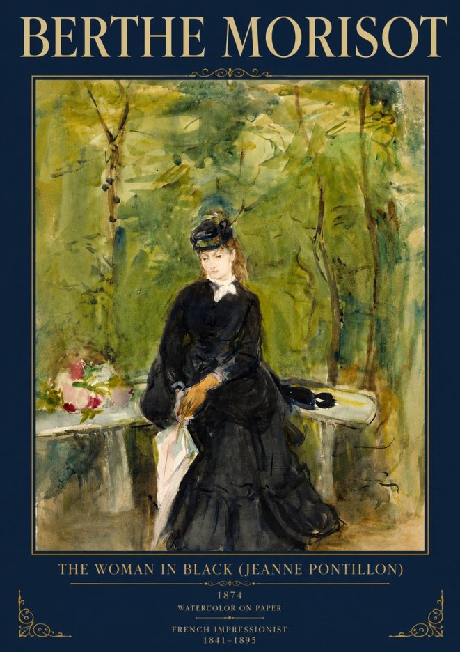 Berthe Morisot The Woman in Black (Jeanne Pontillon) No3 - Póster