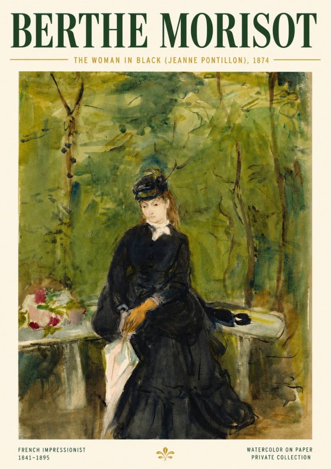 Berthe Morisot The Woman in Black (Jeanne Pontillon) No4 - Póster