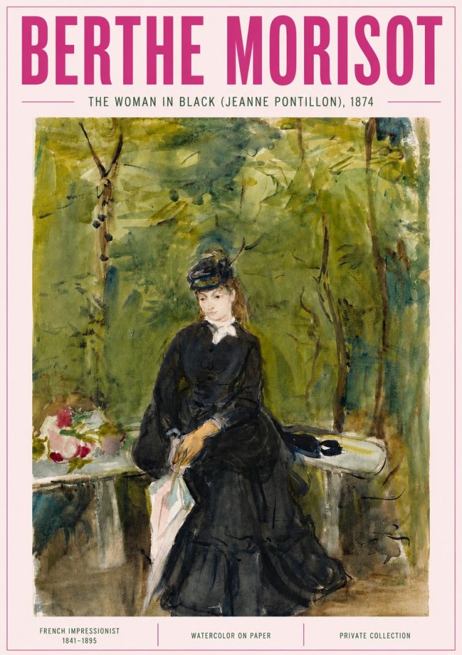 Berthe Morisot The Woman in Black (Jeanne Pontillon) No5 - Póster
