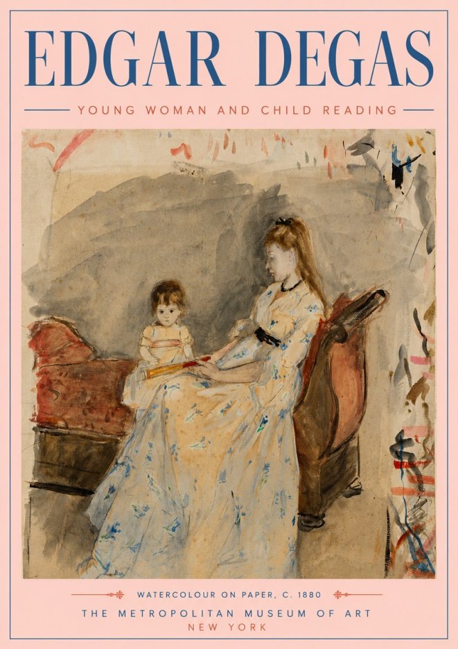 Edgar Degas Young Woman and Child Reading No5 - Póster