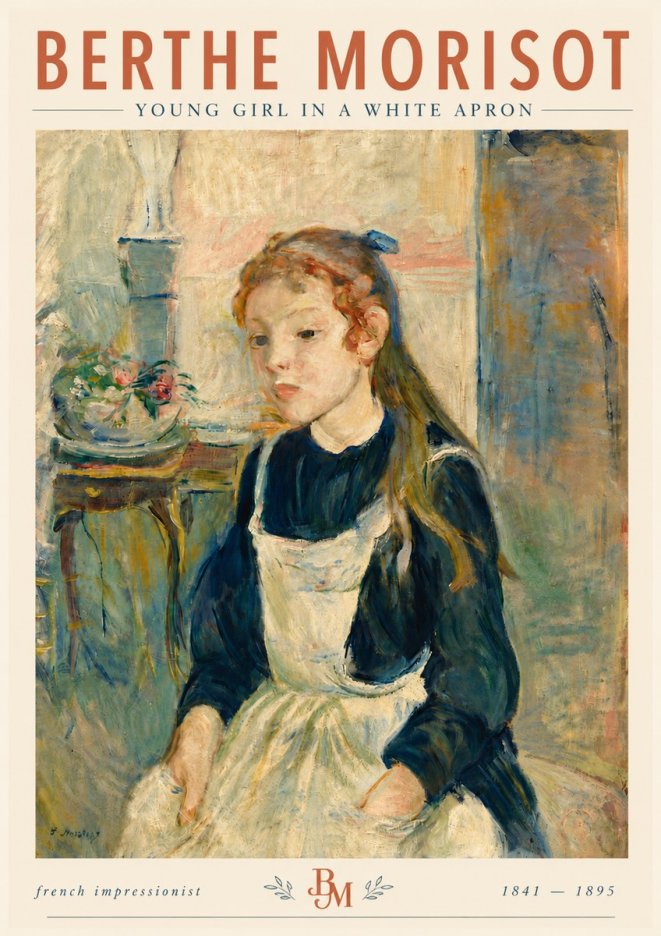 Berthe Morisot Young Girl in a White Apron No6 - Póster
