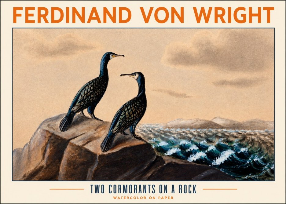 Ferdinand von Wright Two Cormorants on a Rock No2 - Póster