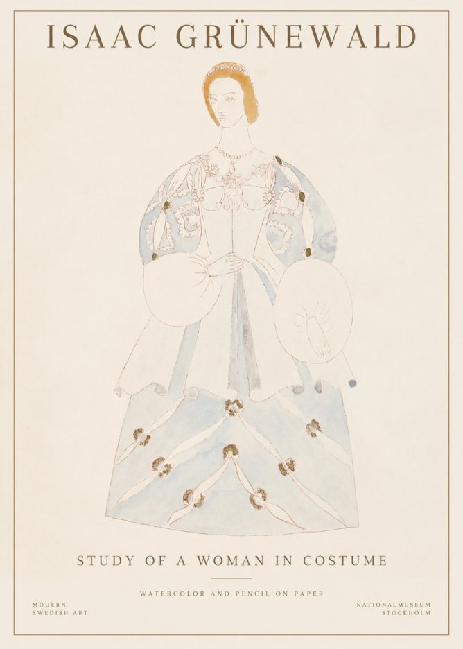 Isaac Grünewald Study of a Woman in Costume No1 - Póster