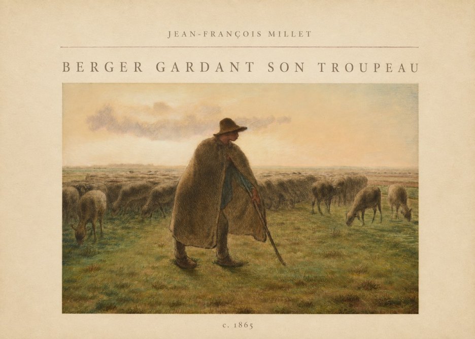 Jean-François Millet Berger Gardant Son Troupeau No5 - Póster