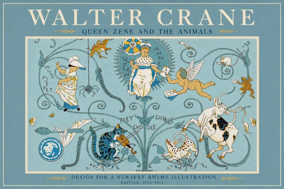Walter Crane Queen Zene and the Animals No2 - Póster