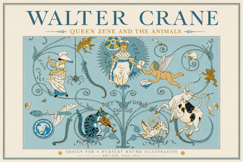 Walter Crane Queen Zene and the Animals No3 - Póster