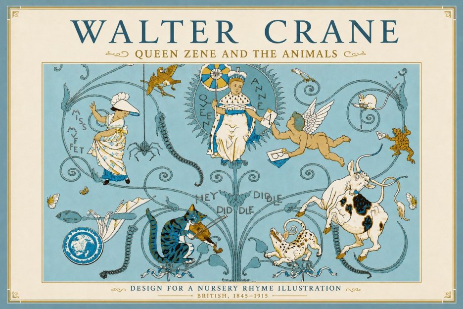 Walter Crane Queen Zene and the Animals No6 - Póster