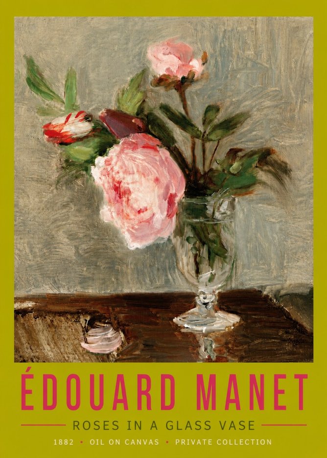 Édouard Manet Roses in a Glass Vase No5 - Póster