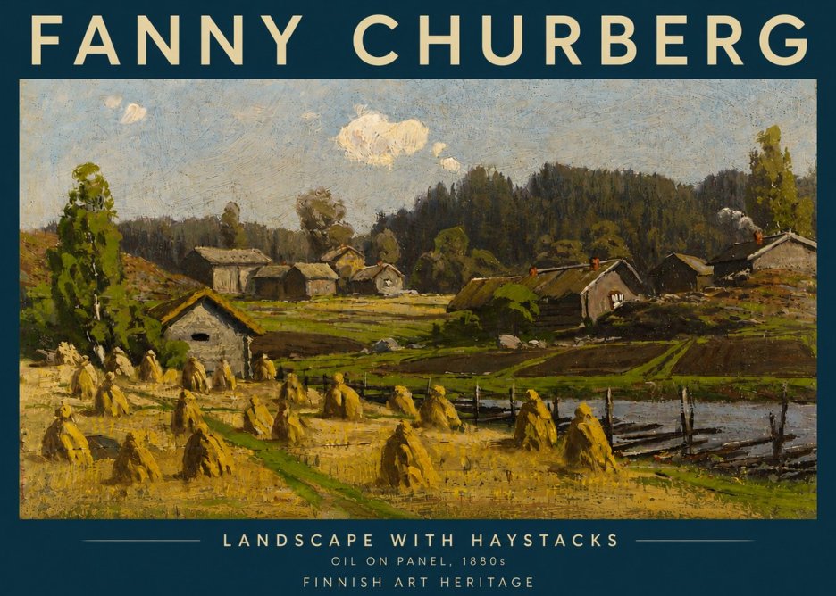 Fanny Churberg Landscape with Haystacks No5 - Póster