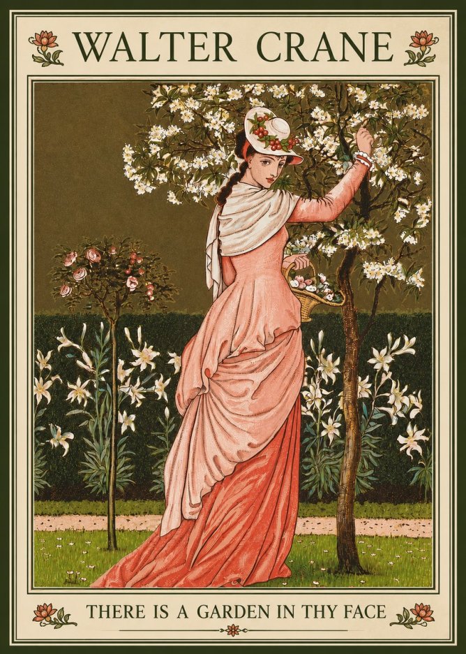 Walter Crane There Is a Garden in Thy Face II No3 - Póster