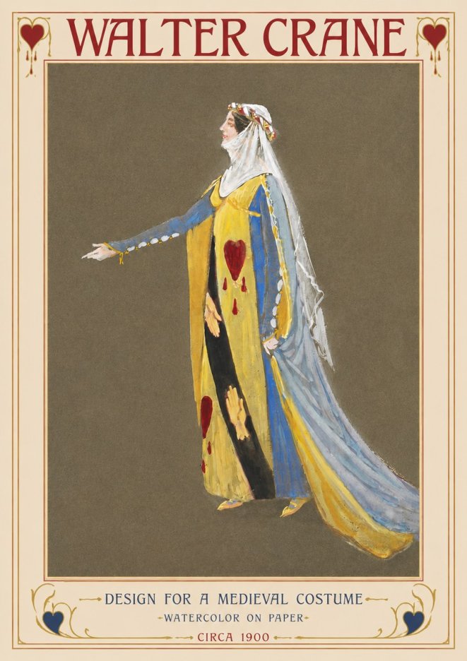 Walter Crane Design for a Medieval Costume No2 - Póster