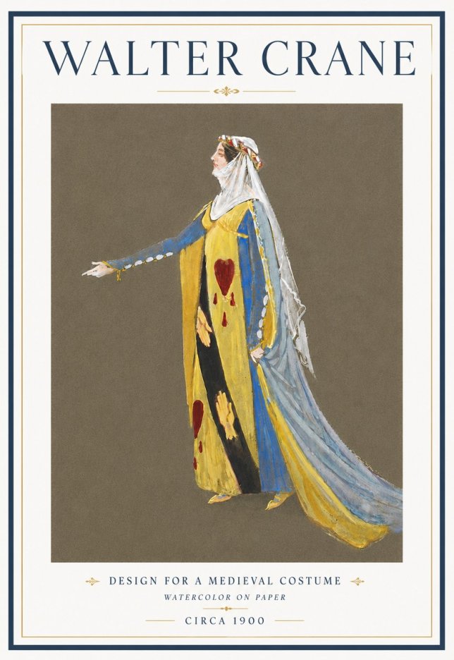 Walter Crane Design for a Medieval Costume No6 - Póster