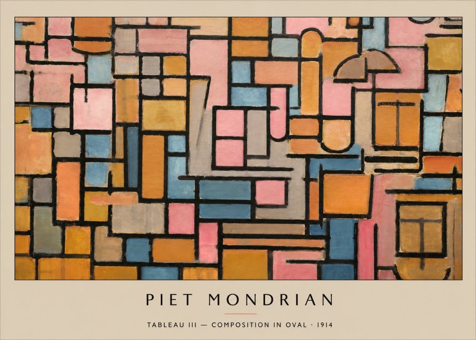 Piet Mondrian Tableau Iii — Composition in Oval No3 - Póster
