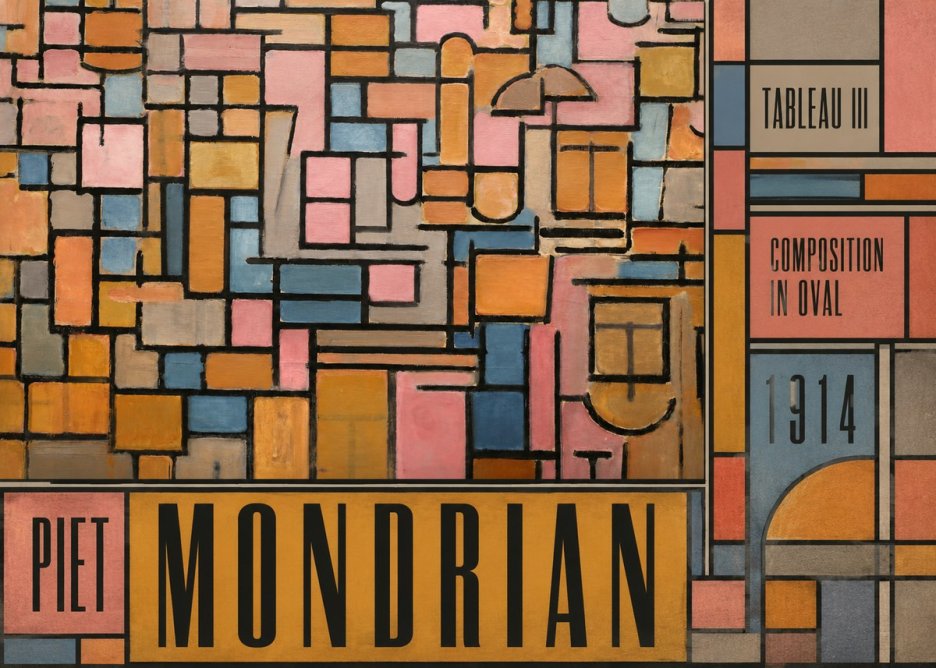Piet Mondrian Tableau Iii — Composition in Oval No5 - Póster
