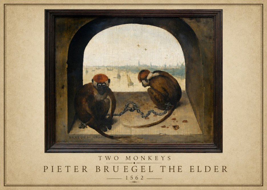 Pieter Bruegel Two Monkeys III No1 - Póster
