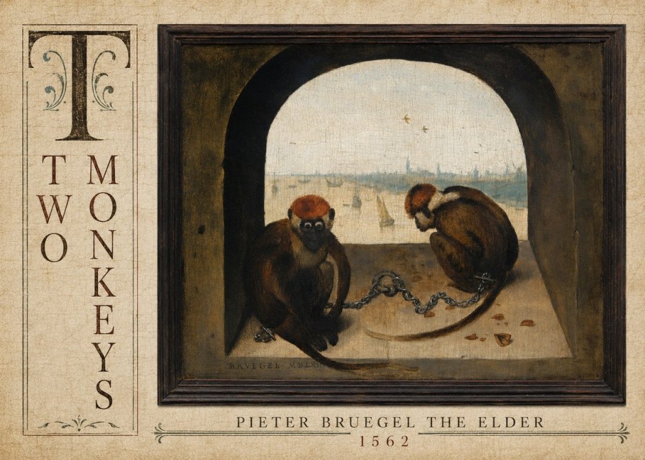 Pieter Bruegel Two Monkeys III No3 - Póster