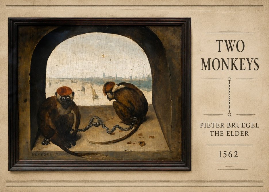 Pieter Bruegel Two Monkeys III No5 - Póster