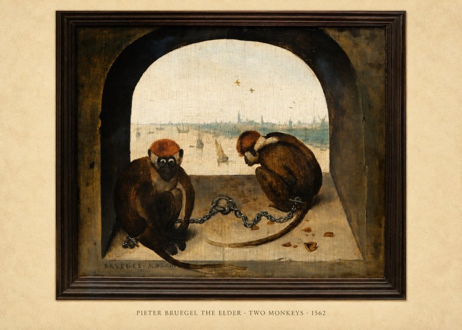 Pieter Bruegel Two Monkeys III No6 - Póster