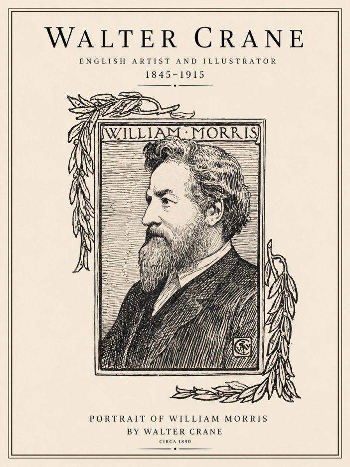 Walter Crane Portrait of William Morris No1 - Póster