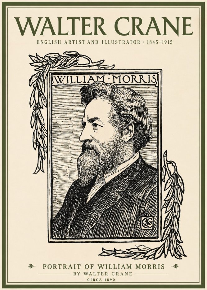 Walter Crane Portrait of William Morris No2 - Póster