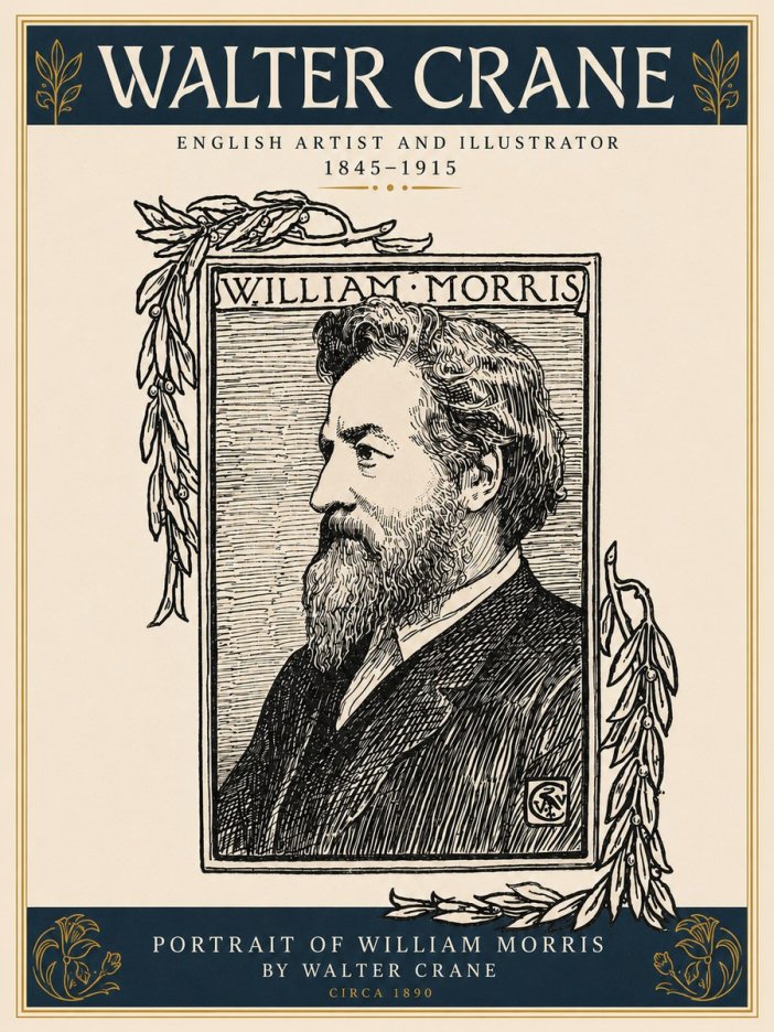 Walter Crane Portrait of William Morris No3 - Póster
