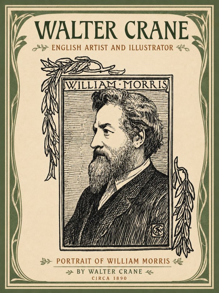 Walter Crane Portrait of William Morris No4 - Póster