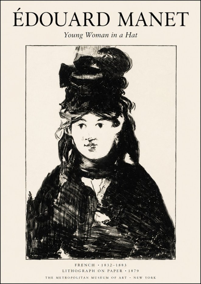 Édouard Manet Young Woman in a Hat II No1 - Póster