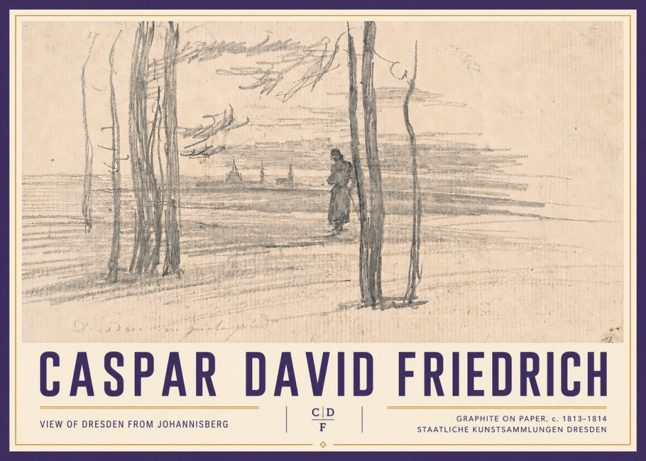 Caspar David Friedrich View of Dresden from Johannisberg No4 - Póster
