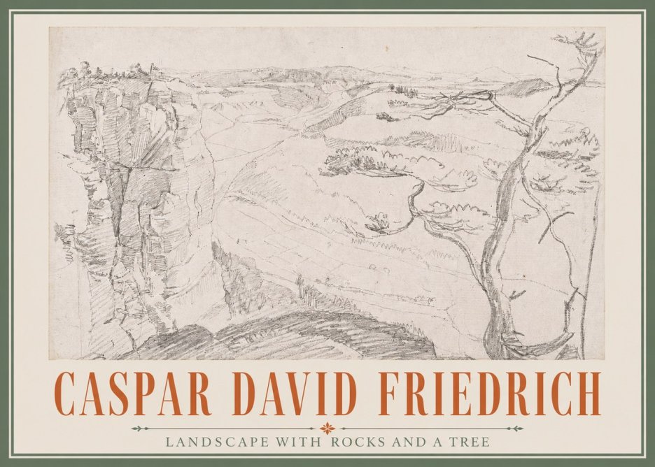 Caspar David Friedrich Landscape with Rocks and a Tree No3 - Póster