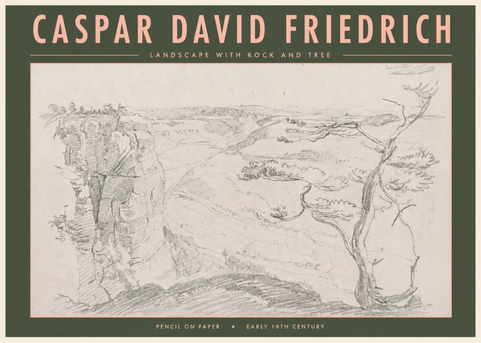 Caspar David Friedrich Landscape with Rocks and a Tree No5 - Póster