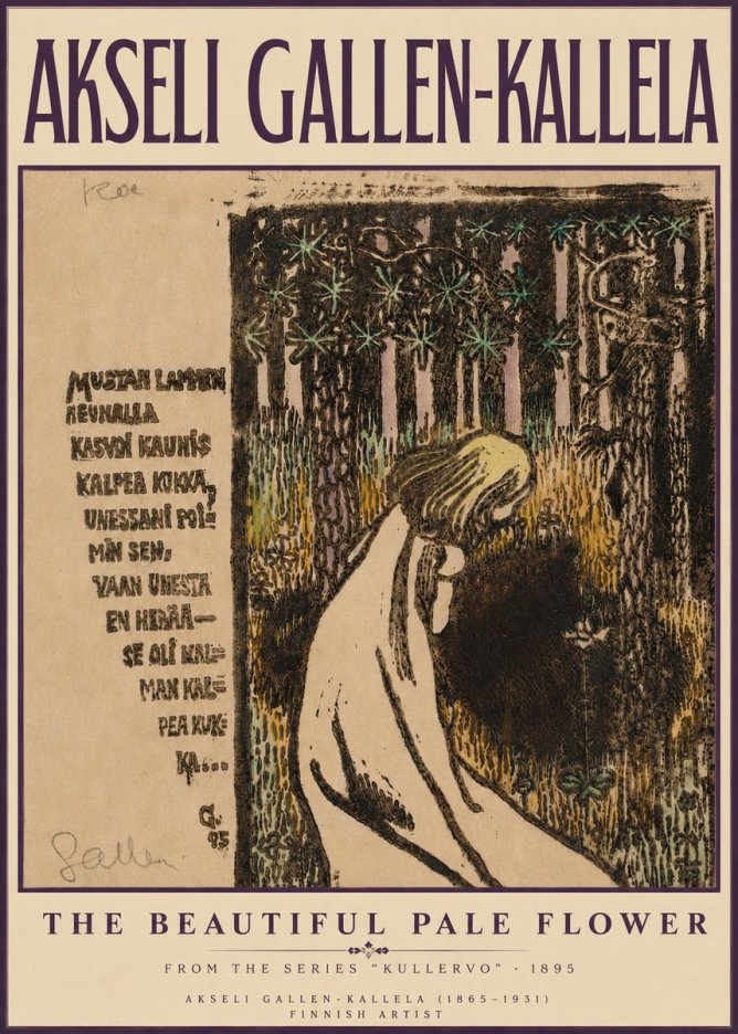 Akseli Gallen-Kallela The Beautiful Pale Flower No3 - Póster