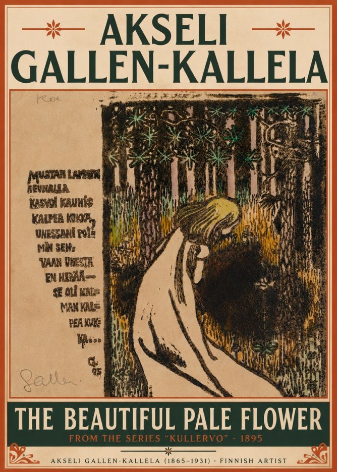 Akseli Gallen-Kallela The Beautiful Pale Flower No4 - Póster