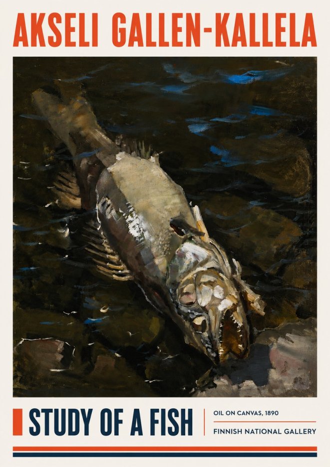 Akseli Gallen-Kallela Study of a Fish No4 - Póster