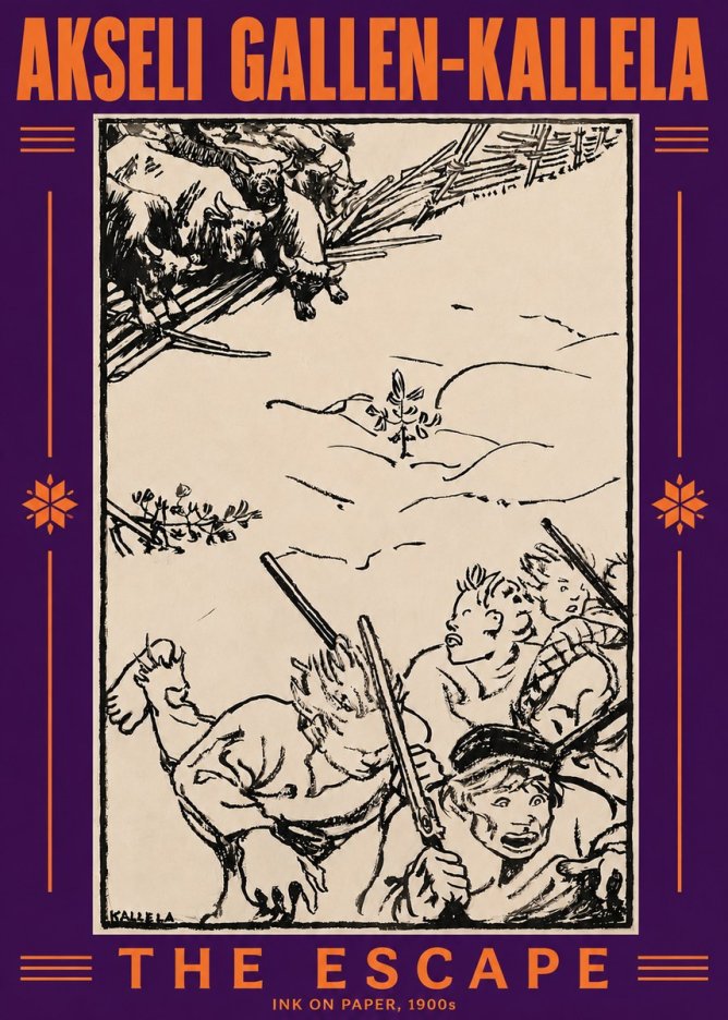 Akseli Gallen-Kallela The Escape No5 - Póster