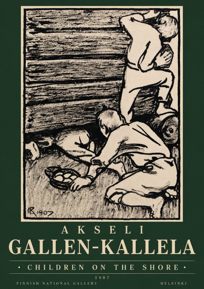 Akseli Gallen-Kallela Children on the Shore No3 - Póster