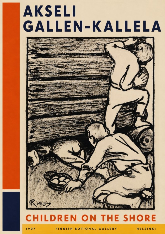 Akseli Gallen-Kallela Children on the Shore No4 - Póster