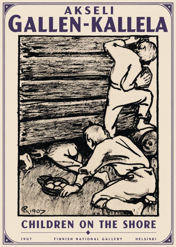 Akseli Gallen-Kallela Children on the Shore No5 - Póster