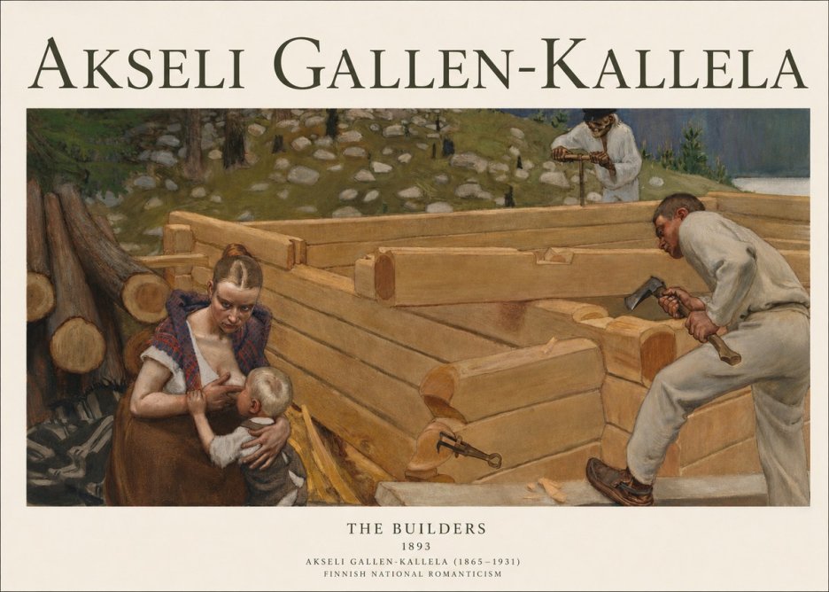 Akseli Gallen-Kallela Building a Home No3 - Póster