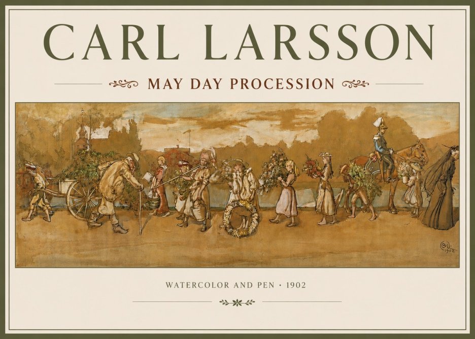 Carl Larsson May Day Procession No3 - Póster