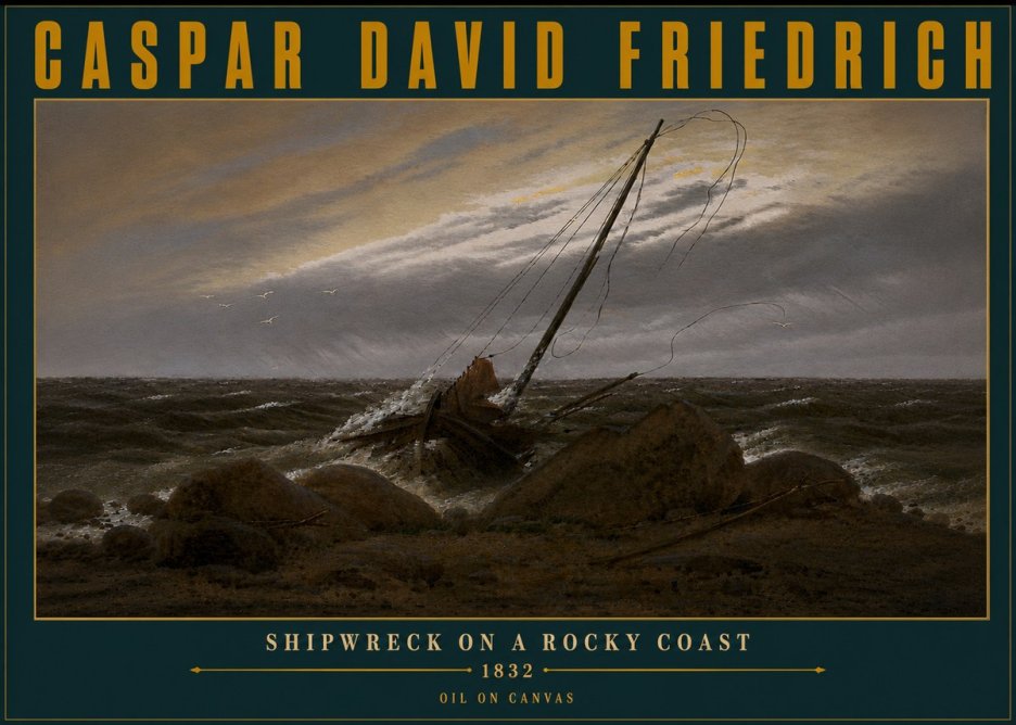 Caspar David Friedrich Shipwreck on a Rocky Coast No6 - Póster