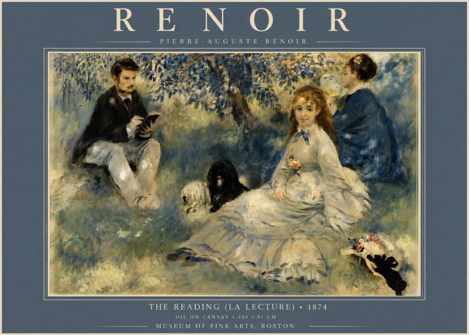Renoir The Reading (La Lecture) No5 - Póster